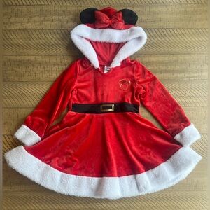Disney Minnie Mouse Santa Dress Girl’s Size 4 Christmas Holiday Velvet Sequin